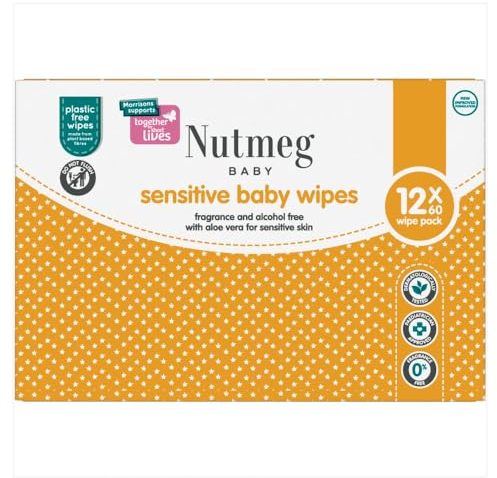 Nutmeg Sensitive Fragrance Free Baby Wipes 12 x 60pk