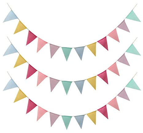 Wimpelkette Outdoor,3 Stück Pack Wimpelkette Stoff ,Wimpel Girlande Deko,Wimpelkette für Kinderzimmer Party Geburtstag Indoor Outdoor Dekoration