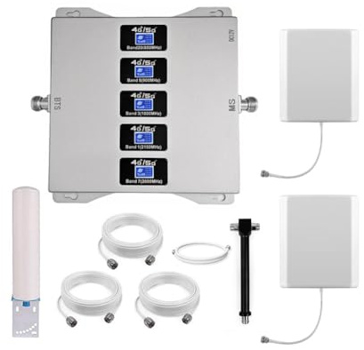 KKBSTR Amplificador 4G Amplificador 5G, Amplificador de Señal 5 Bandas B1/B3/B7/B8/B20, Dos Antenas Interiores