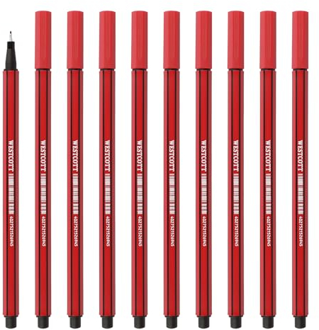 Westcott STORYLINER Fineliner rot 10 Stück | Premium Fineliner mit 0,4mm Strichstärke | Präzise Strichführung, metalleingefasste Spitze, schnelltrocknende Tinte auf Wasserbasis | E-737784 00
