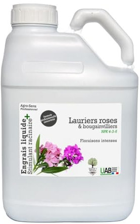 Agro Sens Nutri Lauriers Roses - Engrais Liquide pour lauriers Roses et bougainvilliers - 5 litres (2500 litres de préparation)