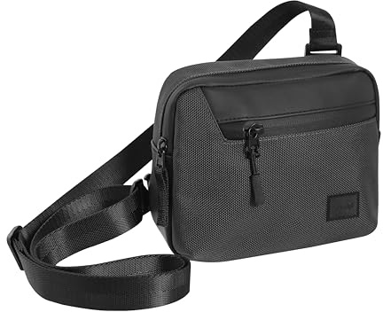 COMIX U - Tracolla, Borsa con Nastro Regolabile e Agganciabile in 2 Posizioni con Fibbia, Tasca Interna Piatta con Velcro, Tasca Esterna con Zip, Ideale per il Tempo Libero, 19 x 15,5h x 6 cm, Nera