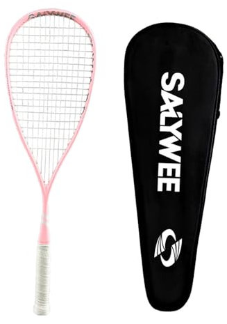 QSTDGVPW Squashschläger Squashschläger Hochleistungs Tennisschläger mit Rutschfestem Griff Und Aufbewahrungstasche für Kraft Und Kontrolle für Kinder Und Erwac, Rosa