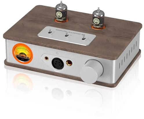 Amplificador de auriculares de tubo Douk E2 con salidas XLR/4,4 mm/6,35 mm/RCA, Preamplificador estéreo HiFi con medidor de VU-para auriculares, amplificador doméstico, altavoces activos