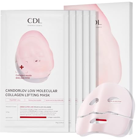 CANDORLOV Overnight Collagen Lifting Face Mask 5 Sheets, Korean Face Lifting Deep Hydrogel Mask for Glass Skin, Anti-Aging with PDRN, Hyaluronic Acid for Elasticity, Firmness