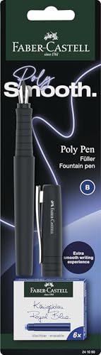 FABER-CASTELL Poly Pen 241080 - Pluma estilográfica, incluye cartuchos de tinta, negro, pálido iris, azul caribic (no se puede elegir el color)