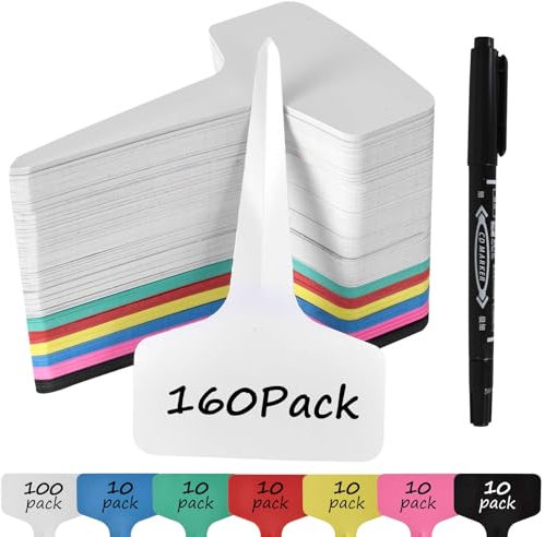 Lot De 160 étiquettes Pour Plantes, T-Type étiquettes Plantes10x6cm,étiquette Jardin Exterieur Marqueurs En Plastique Avec Un Marqueur Inclus Pour Jardins, Vergers Ou Fermes