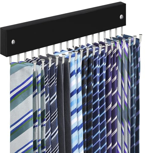 Lomrsiul Krawattenhalter zur Wandmontage, rutschfest, um 180 Grad drehbar, Krawatten-Organizer für Herren, Schrank mit 18 Haken, Schrank-Organizer und Aufbewahrung für Krawatte, Gürtel, Halskette