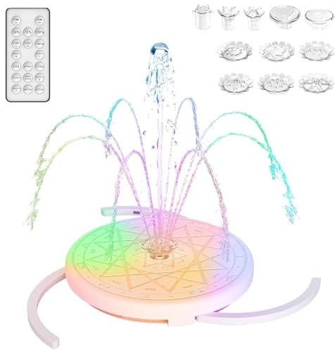 USB Colorata LED Fontana, 8 Ugelli,olare Fontana Pompa ad Acqua per Bagno per Uccelli,Acquario,Stagno o Decorazione del Giardino