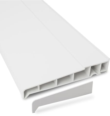 180mm uPVC Window & Door Sill (with End Caps) - White/White, 2m