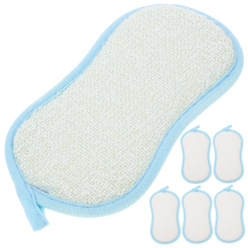 VICASKY 6pcs Bamboo Fiber Multi-Function Cleaning Sponges for Kitchen and Bathroom Oil-Resistant Dual-Sided Dish and Wok Scrub Pads with Strong Absorption Reusable Household Compact