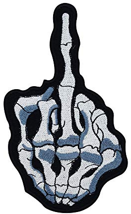Finally Home Skelett Hand Mittelfinger Bügelbild Patches zum Aufbügeln | Stinkefinger Patch, Aufbügelmotive