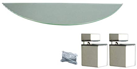 Velano Set Glasboden und Halter Glasregal abgerundet Trapez Ecke Rechteckig Glasablage Badablage (Trapez schmal 60 x 15 cm/Parrot Clip)