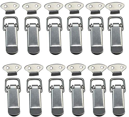 Attache Capot 12 Pièces, Fermeture à Levier,Loquet à Bascule Fermoir à Ressort avec Crochet en Acier Inoxydable pour Coffret, Boîte, Tiroir, Armoire