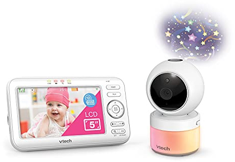 Monitor Nanny Elettronico di Nanny VM5463 con monitor da 5 pollici, luce notturna, proiettore e funzione di inclinazione, rotazione e zoom