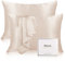 2er Set Seidenkissenbezug 40x80, Muama Kissenbezug Seide Kopfkissenbezug 40 x 80 cm für Haar und Haut mit Reißverschluss, Silk Pillowcase 2 Stück, Beige