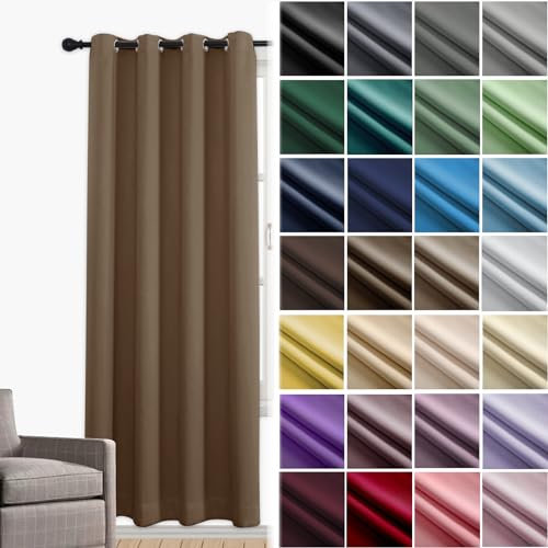 JRUI VerdunklungsvorhäNge 1er Set Thermovorhang mit öSen Kinderzimmer Gardinen Gardine Blickdicht LäRmschutzvorhang für alle Fenster und Jahreszeiten 140 x 100cm (HXB) Curry