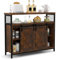 COSTWAY Sideboard, Küchenschrank mit 2 Schiebetüren & 3-stufig verstellbaren Ablagen & offenen Fächern, Kommode Schrank Holz für Küche Esszimmer Wohnzimmer Flur, 100 x 33 x 80 cm
