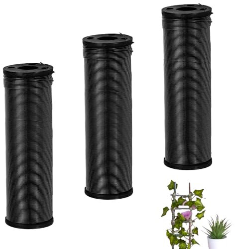 LPAMABA 3x100m ø0,7m Alambre para Envolver Flores - Juego de Alambres para Atar, Recocido, Enrollado Alambre para Plantas (Negro)
