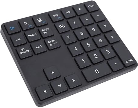 VBESTLIFE Tastierino Numerico Bluetooth, Tastierino Numerico Wireless 2.4G, Tastierino Numerico Esterno Ricaricabile USB C a 35 Tasti, Tastiera per L'immissione di Dati Finanziari (BLACK)