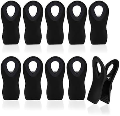 Asyduey 10 PCS Clips à Puces Magnétiques en Plastique Noir pour Emballages Alimentaires, Clip pour Sac à Chips et Rangement de Cuisine