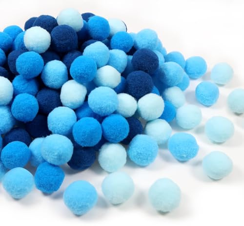 TOAOB 160 Piezas Pompones Manualidades Esponjosos Serie Azul 25 mm Bolas de Alta Elasticidad para Decoraciones Bricolaje Suministros de Costura Creativos Guirnaldas y Flecos Proyectos Artesanías