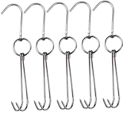 Mikinona 5 Pièces Crochets à Viande Inoxydable de Crochets Suspendus pour Viande Poisson Canard Outils de Fumage Séchage
