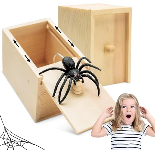 Kefyvbdj 2PCS Boîte Surprise Araignée, Boîte Jouet Farce d'araignée, Spider Prank Box Réaliste, Jouet de Blague d’Araignée pour Halloween, Noël, Poisson d’Avril, Enfants et Adultes
