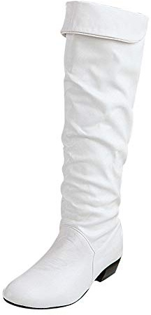Botas de Mujer Bota Cana Alta con Tacon Ancho, Altura Media Comodo Plataforma y Deporte Trekking Aire Libre Zapatos Invierno para