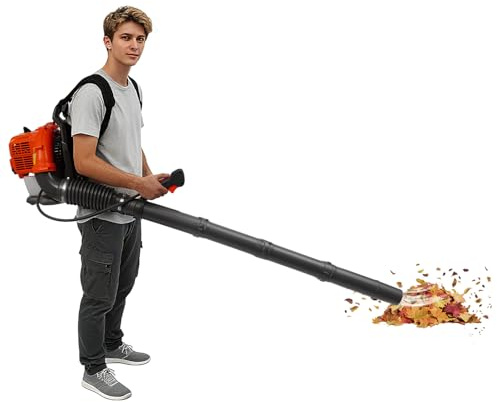 Souffleur à feuilles à essence 42,7 cc, sac à dos, aspirateur à feuilles avec 423,78 CFM pour l'aménagement paysager, les grands jardins, les parcs et le déneigement, avec bretelles et jeu d'outils