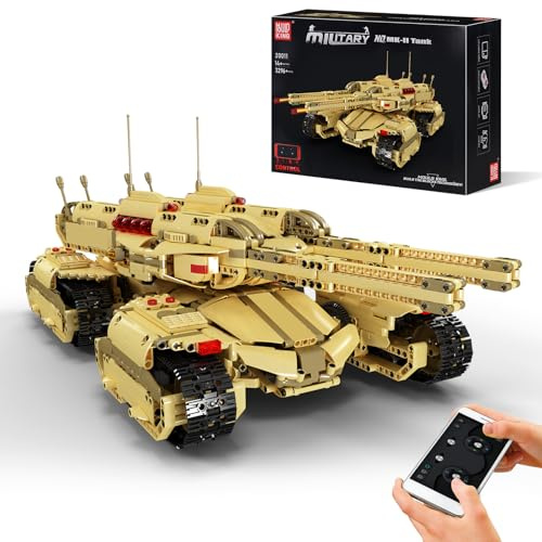 Mould King 20011 fjärrstyrd tank byggstenar modell, teknikpansarsats med fjärrkontroll och app dubbel kontroll, pansarleksak byggsats som gåva/samlarobjekt (3296+ delar)