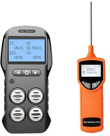 Multigasdetektor gasmätare O2 H2S CO LEL 4 i 1 syre vätesulfid kolmonoxid Brännbar gasläckadetektor Breda tillämpningar(Detector with pump)