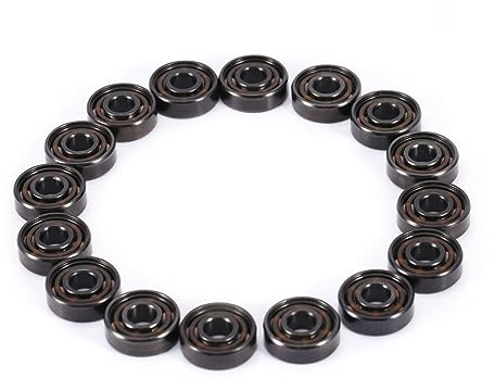 RASTKY Set di 16 Cuscinetti a Sfera in Acciaio Ceramico Ad Alte Prestazioni per Pattini a Rotelle in, Cuscinetto 608 per velocità, Diametro Interno 8 Mm, Diametro Esterno 22 Mm, Sfere in Ceramica
