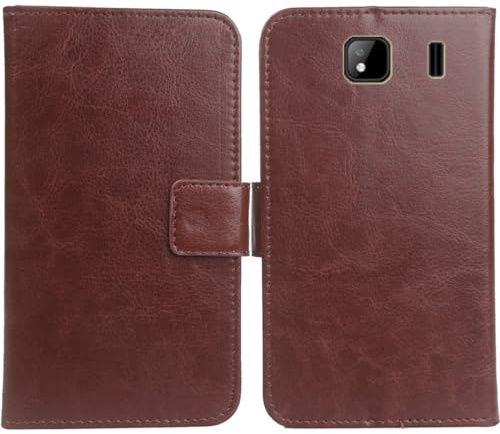 Anybird brun premium PU läder väska skydd skal mobiltelefon skal plånbok fodral läderfodral för Sunelan S14 1,8 tum