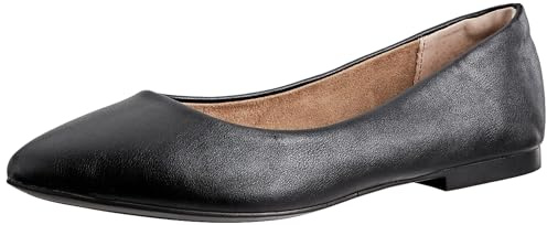 Amazon Essentials Damen Ballerinas mit spitzem Zehenbereich, Schwarz Kunstleder, 41 EU