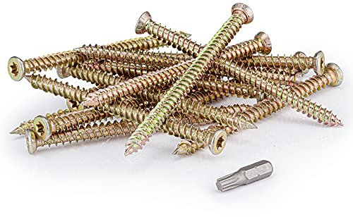 SEQUAL® 40mm Easy Drive Countersunk Concrete Screws (Pack of 20) - No Plugs Needed, Torx Head, T30 Torx Driver Bit Included