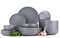 Konsimo. Geschirrset 6 Personen - VICTO Teller Set Modern 24 Teilig - Tafelservice & Geschirrsets - Kombiservice 6 Personen - Steingut Service für Familie - Geschirr Grau - Plates - Essgeschirr