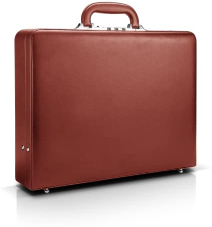 HAESTUS Briefcases for Men, Professional Leather Briefcase with Lock, Hard Shell Business Brief Case, Attache Case for 15.6 Laptop, Mens Hard Briefcase for Work Office Travel, Brown | Center Lock