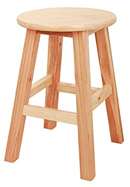 Classic Solid Wood Saddle-Seat Kitchen Counter Stool with Foot Plate Assembled Round Counter Stool(Black 30Inches) (Wood Color 20Inches)