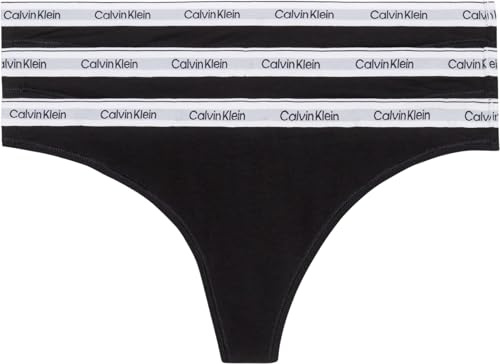 Calvin Klein Pack de 3 Braguitas Tipo Tanga para Mujer Modern Logo, Negro (Black/Black/Black), L