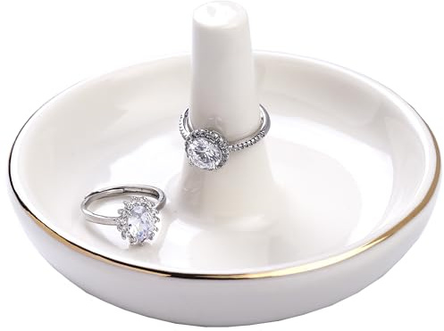 Wedding Ring Holder, Engagement Jewelry Dish With Stand, Ceramic Holder for Rings Earrings Necklace, Gift for Women, Birthday Mothers Day