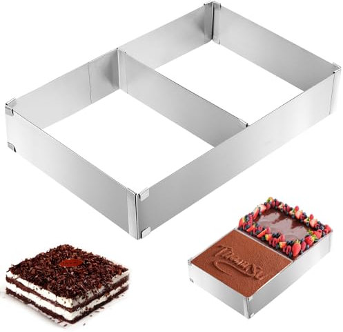 DINSONG Telaio da forno rettangolare regolabile, in acciaio inox, rettangolare, cornice da forno, rettangolare, anello per cottura e decorazione