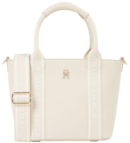 Tommy Hilfiger Damen Tote Bag Tasche Mini Logotape Klein, Beige (Sugarcane), Einheitsgröße