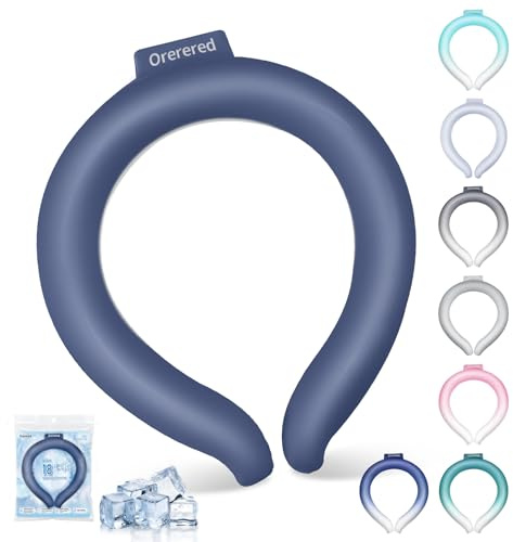 Neck Cooling Tube 70% Gel Increase Ice Ring Neck Cooler Wearable Body Cooling Products for Summer Outdoor Indoor Activities Relief for Hot Flashes(Navy,L)