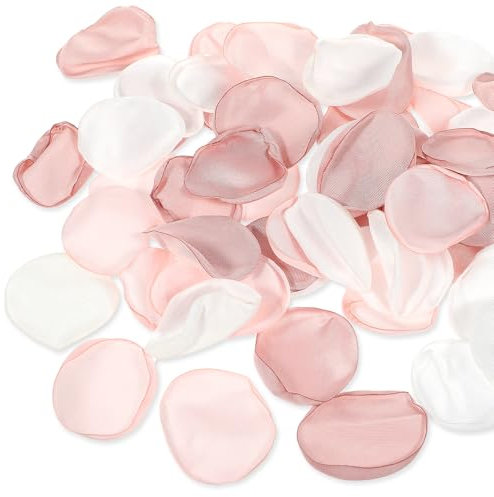 Oruola Lot de 200 pétales de rose pour demoiselle d'honneur, pétales de rose en soie et pétales de fleurs blanches pour mariage, fête prénuptiale, décoration d'allée, table de dîner, décoration de
