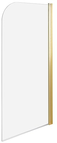 Paroi de Douche Minimaliste en Verre Trempé 140 x 70 cm Ajustable Doré Lapan