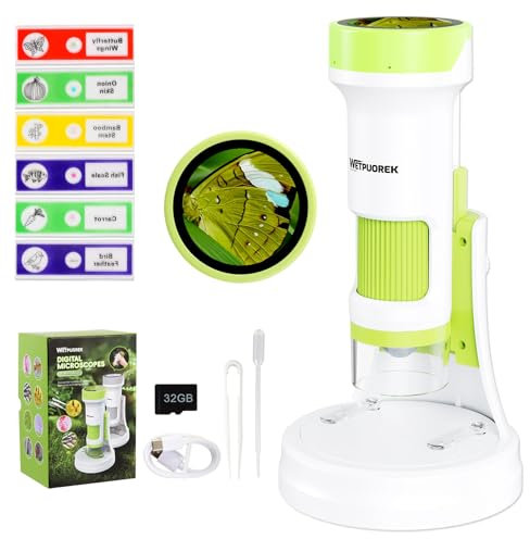 Microscope for Kids 1000X Handheld, 4K 2.0'' Screen Rechargeable Mini Pocket Digital Microscopes with 32 GB TF Card, Educational Science Toys for Children Aged 7 and Above.Over 84 Months