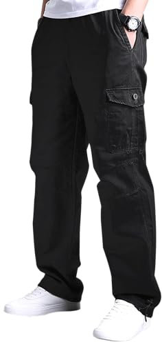 YAOBAOLE Pantalons de Travail Homme Pantalons Cargo Homme Grande Taille Pantalons Treillis Homme Pantalons Baggy Homme Noir XL