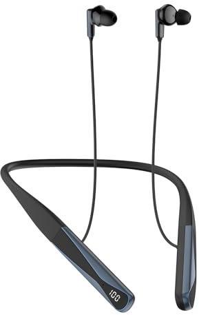 Nsyee A18C Neckband Headphones, Active Noise-Cancelling Bluetooth Neckband Earphones, Bluetooth 5.4 Wireless Headphones with LED Battery Display, Voice Assistant Compatible, 35Hours Playtime, IPX5, BK