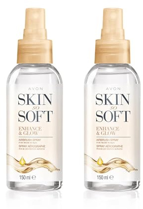Avon Skin So Soft Enhance & Glow Airbrush Tanning Spray 150ml Duo, Sun-Kissed Glow, Quick Drying, Easy to Use, Cruelty Free (Pack of 2)